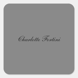 Minimalist Classical Handwriting Script Name Grey Square Sticker