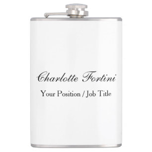 Minimalist Classical Handwriting Script Name Hip Flask