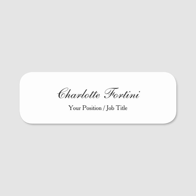 Minimalist Classical Handwriting Script Name Tag (Front)