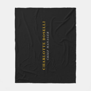 Minimalist Classical Professional Black Gold Color Fleece Blanket