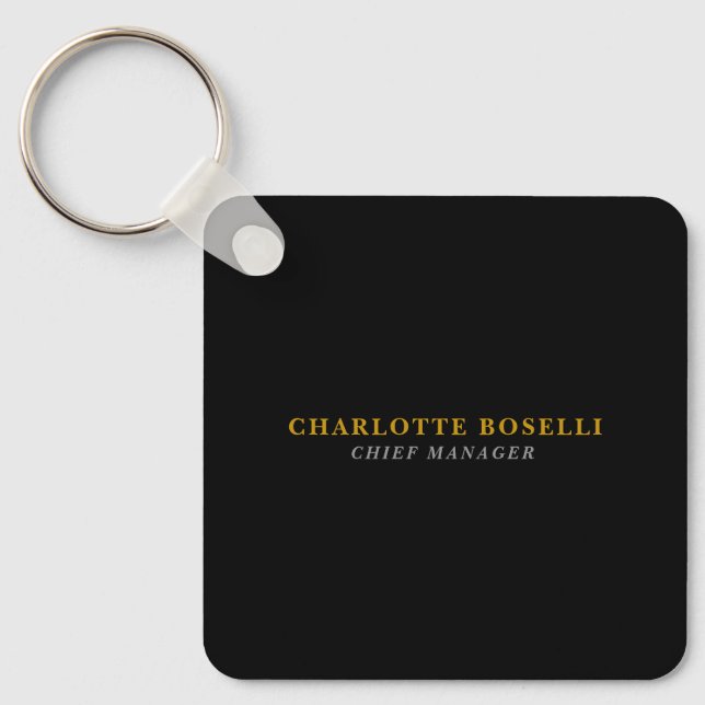Minimalist Classical Professional Black Gold Color Keychain (Front)