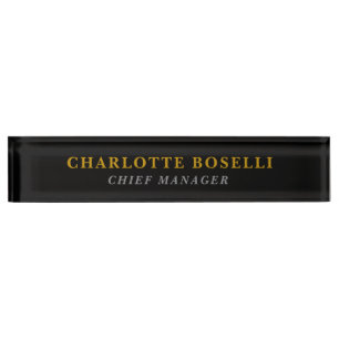 Minimalist Classical Professional Black Gold Color Nameplate