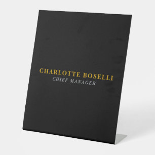 Minimalist Classical Professional Black Gold Color Pedestal Sign