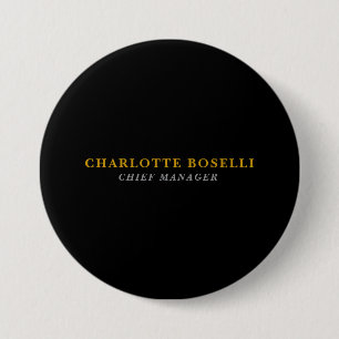 Minimalist Classical Professional Black Gold Colou 3 Inch Round Button