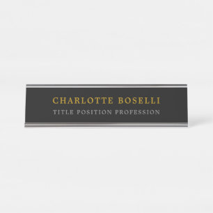 Minimalist Classical Professional Black Gold Colou Desk Name Plate