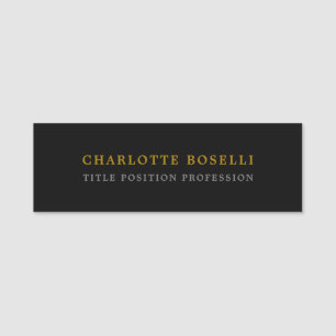 Minimalist Classical Professional Black Gold Colou Name Tag