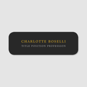 Minimalist Classical Professional Black Gold Colou Name Tag