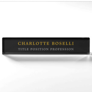Minimalist Classical Professional Black Gold Colou Nameplate