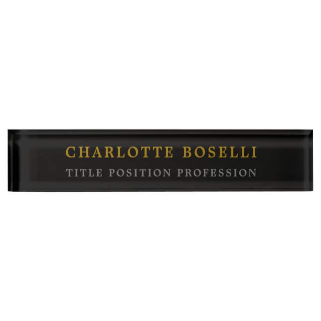 Minimalist Classical Professional Black Gold Colou Nameplate (Front)