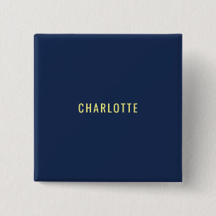 Minimalist Classical Professional Blue Color Name 2 Inch Square Button