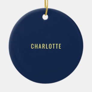Minimalist Classical Professional Blue Color Name Ceramic Ornament