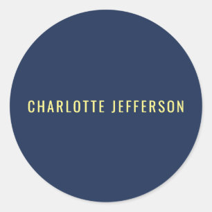 Minimalist Classical Professional Blue Color Name Classic Round Sticker