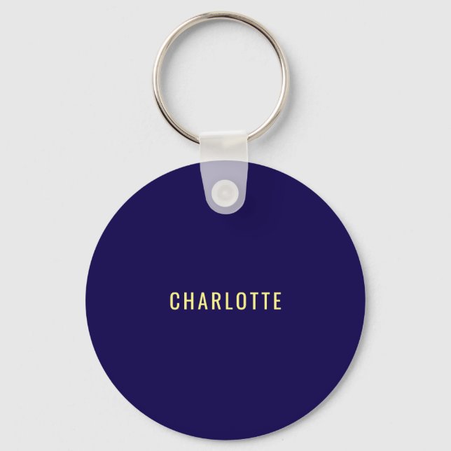 Minimalist Classical Professional Blue Color Name Keychain (Front)