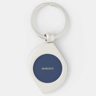 Minimalist Classical Professional Blue Color Name Keychain
