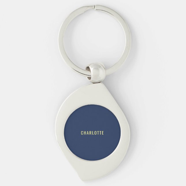 Minimalist Classical Professional Blue Color Name Keychain (Front)
