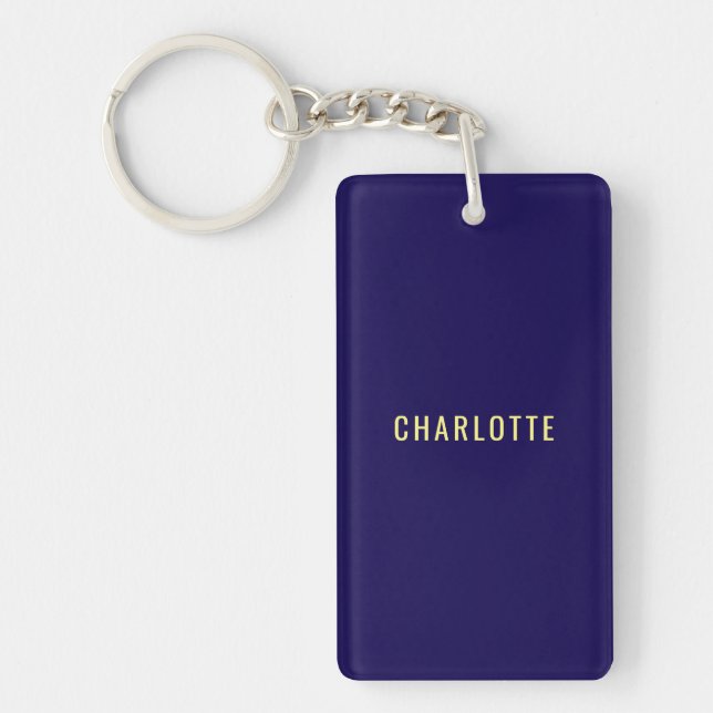 Minimalist Classical Professional Blue Color Name Keychain (Front)