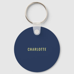 Minimalist Classical Professional Blue Color Name Keychain