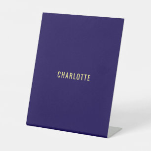 Minimalist Classical Professional Blue Color Name Pedestal Sign