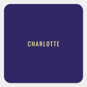 Minimalist Classical Professional Blue Color Name Square Sticker