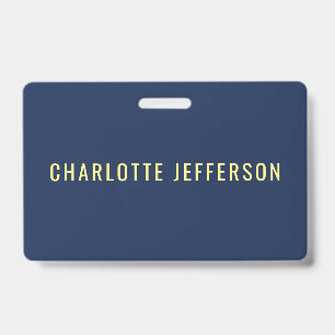 Minimalist Classical Professional Blue Colour Name Badge