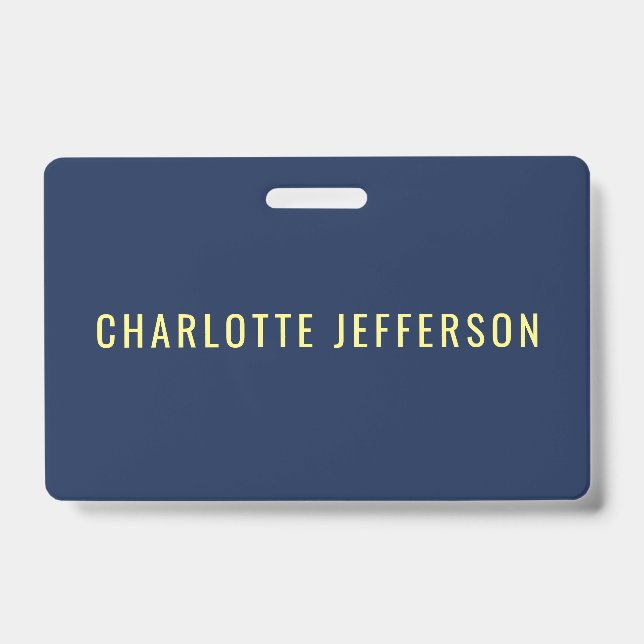 Minimalist Classical Professional Blue Colour Name Badge (Front)