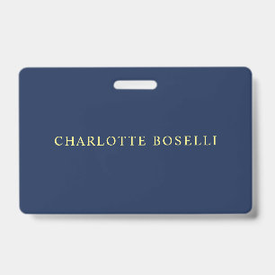 Minimalist Classical Professional Blue Colour Name Badge