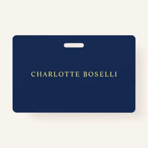 Minimalist Classical Professional Blue Colour Name Badge