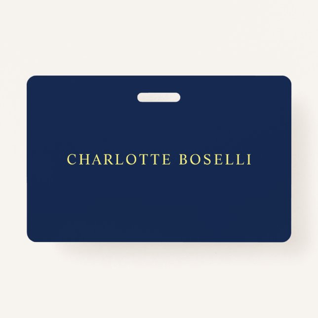 Minimalist Classical Professional Blue Colour Name Badge (Front)