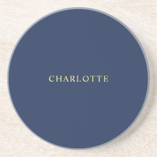 Minimalist Classical Professional Blue Colour Name Coaster