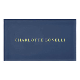 Minimalist Classical Professional Blue Colour Name Name Tag