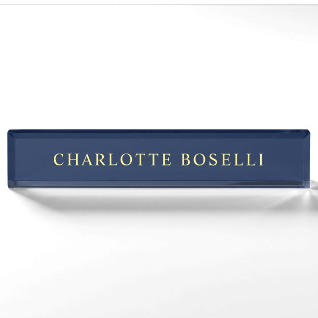 Minimalist Classical Professional Blue Colour Name Nameplate (Front)