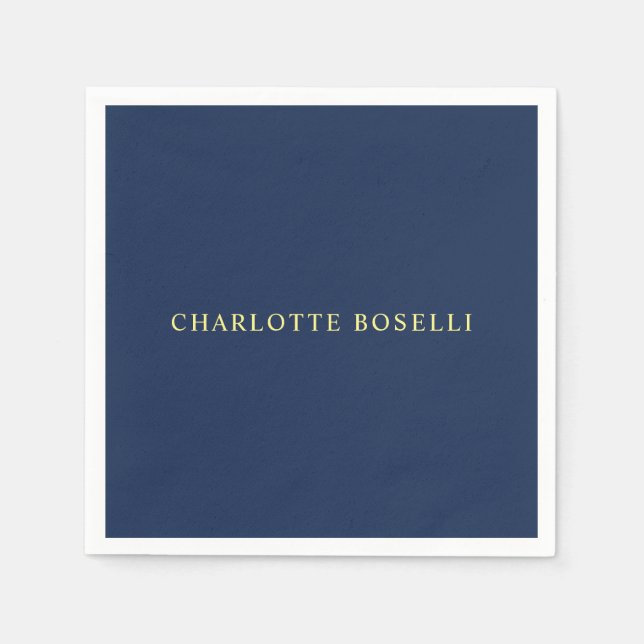 Minimalist Classical Professional Blue Colour Name Napkin (Front)