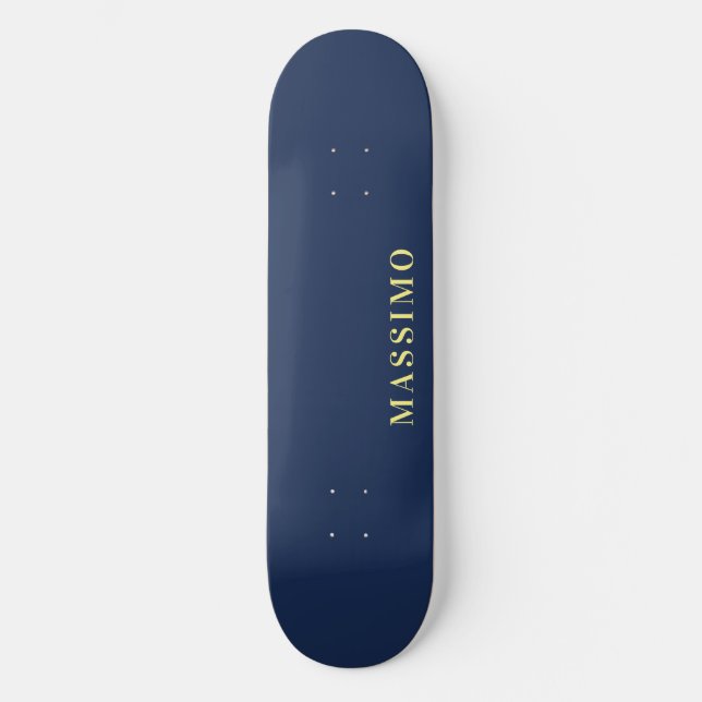Minimalist Classical Professional Blue Colour Name Skateboard (Front)