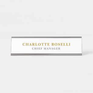 Minimalist Classical Professional Gold Color Desk Name Plate