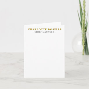 Minimalist Classical Professional Gold Color Note Card