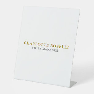 Minimalist Classical Professional Gold Color Pedestal Sign