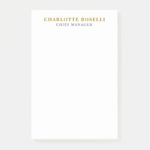 Minimalist Classical Professional Gold Color Post-it Notes