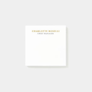 Minimalist Classical Professional Gold Color Post-it Notes