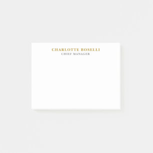 Minimalist Classical Professional Gold Color Post-it Notes