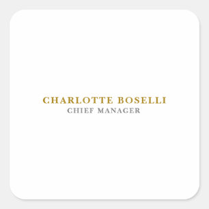 Minimalist Classical Professional Gold Color Square Sticker