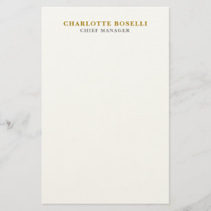 Minimalist Classical Professional Gold Color Stationery