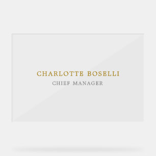 Minimalist Classical Professional Gold Colour Acrylic Sign