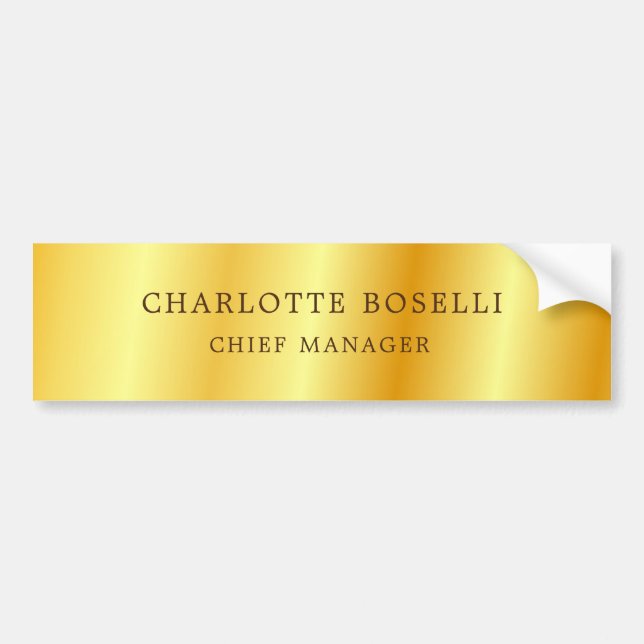 Minimalist Classical Professional Gold Colour Bumper Sticker (Front)