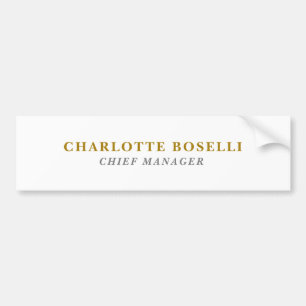 Minimalist Classical Professional Gold Colour Bumper Sticker