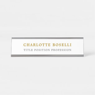 Minimalist Classical Professional Gold Colour Desk Name Plate