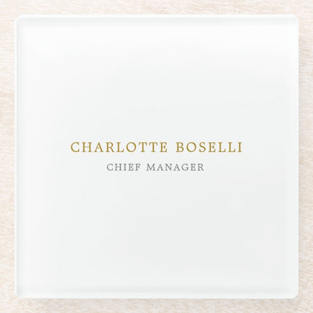 Minimalist Classical Professional Gold Colour Glass Coaster (Front)