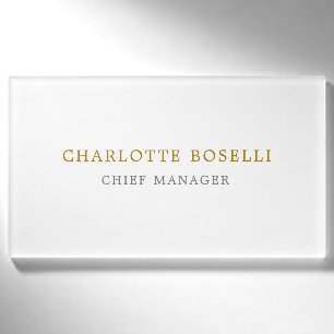 Minimalist Classical Professional Gold Colour Name Tag