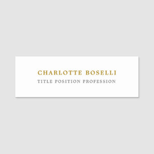 Minimalist Classical Professional Gold Colour Name Tag