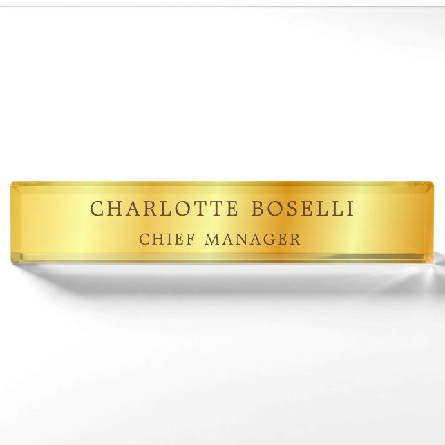 Minimalist Classical Professional Gold Colour Nameplate (Front)