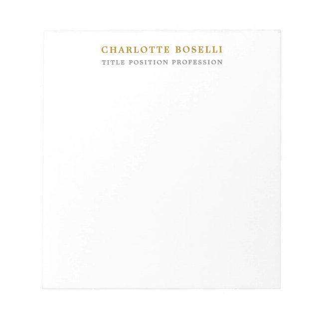 Minimalist Classical Professional Gold Colour Notepad (Front)